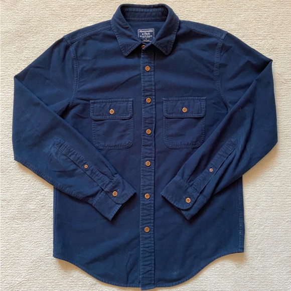 Abercrombie and Fitch navy collar button up - Picture 2 of 5